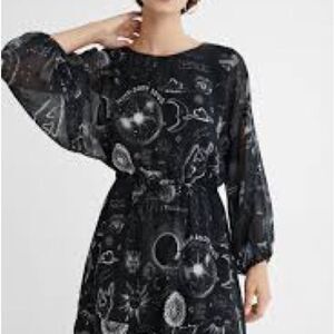 Desigual dress XL black and white universe print